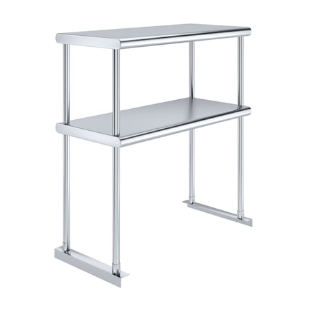 Amgood 14 in. x 30 in. AmGood Stainless Steel Double Deck Over Shelf DOS-1430-Z